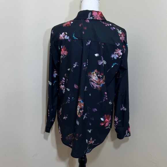 NWOT Madison Black Floral Button Down Shirt - Picture 2 of 6